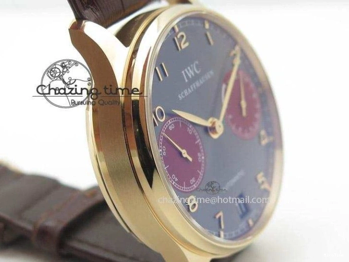 MIROTIME 0505 Portuguese Real PR IW500127 RG ZF 1:1 Best Edition Grey Red Dial On Brown Leather Strap A52010 V AllSeason 7331